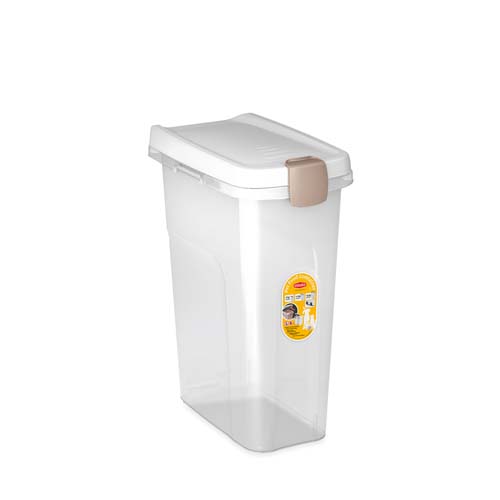 STEFANPLAST Pet food Container 39x24x51cm 25l átlátszó/fehérrel táptároló edény 10kg tápra