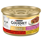 GOURMET GOLD Double Pleasure marha és csirkehús 85g macskaeledel