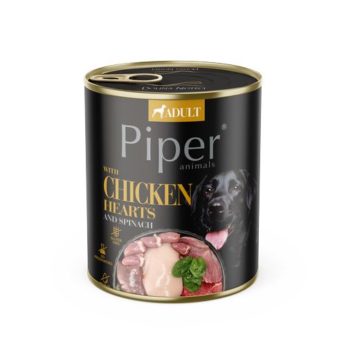 PIPER ADULT 800g konzerv felnőtt kutyáknak csirkeszívvel és spenóttal
