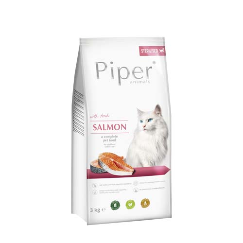 PIPER ANIMALS STERILIZED fresh Salmon 3kg száraz táp sterilizált felnőtt macskák számára friss lazaccal