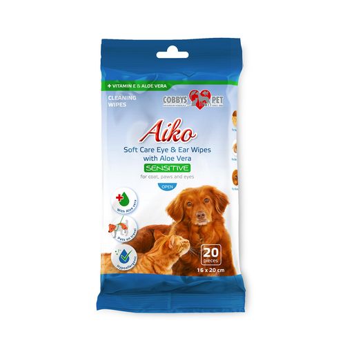 AIKO Soft Care Sensitive 16x20cm 20db szem és fül tőrlő nedvesített kendő kutyáknak és macskáknak