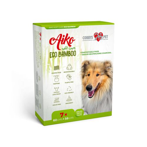 AIKO Soft Care Eco Bamboo 60x58cm 7db komposztálható tisztasági alátét + szagsemlegesítő faszénnel