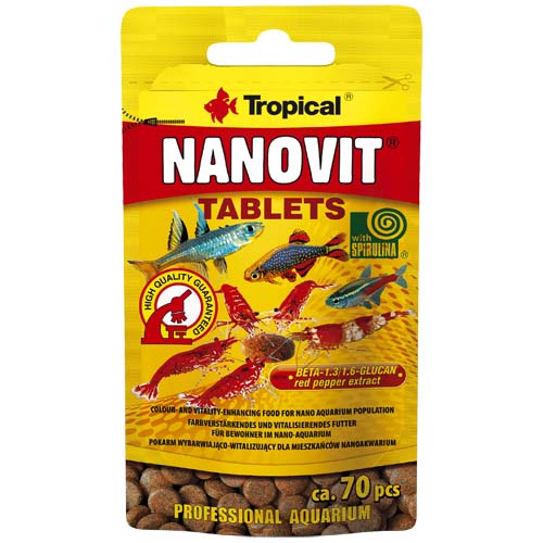 TROPICAL Nanovit Tablets 10g/70db fehérje tartalmú haltáp apró halaknak