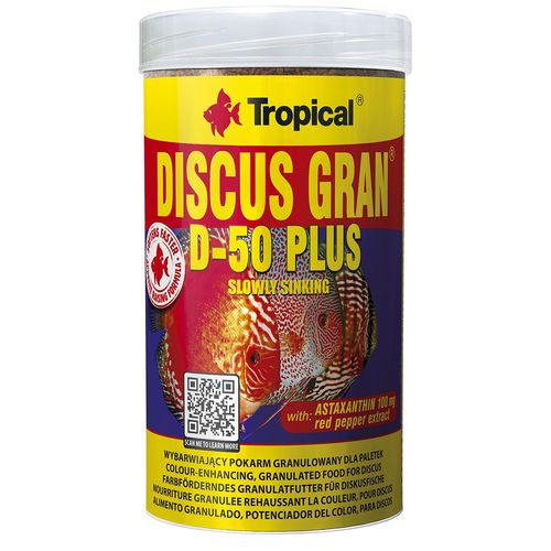 TROPICAL Discus Gran D-50 Plus 100ml/44g színélénkítő granulált haltáp diszkoszhalaknak