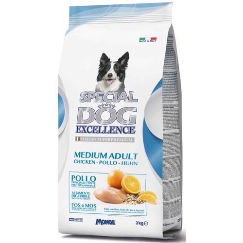 MONGE SPECIAL DOG EXCELLENCE MEDIUM ADULT Chicken 3kg 28/18  szuperprémium kutyatáp