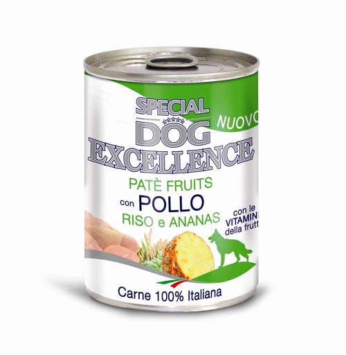 MONGE SPECIAL DOG EXCELLENCE FRUITS pate csirke, rizs és ananász 400g konzerv