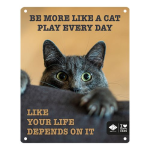 EBI D&D I LOVE HAPPY CATS fém tábla: ,,Be more like a cat play every day