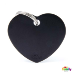 MF BIG HEART ALUMINUM BLACK 3,1x3,76 cm gravírozható biléta