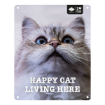 EBI D&D I LOVE HAPPY CATS fém tábla: ,,Happy cat living here