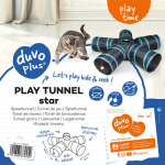DUVO+  Játszóalagút macskának labdával és csengővel csillag alakban 100x25cm - kék/fekete